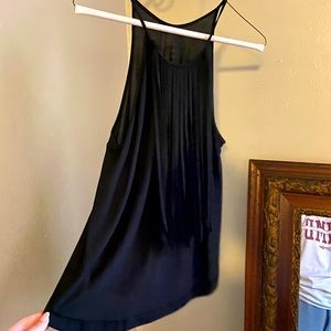 High neck black tank top with front detail